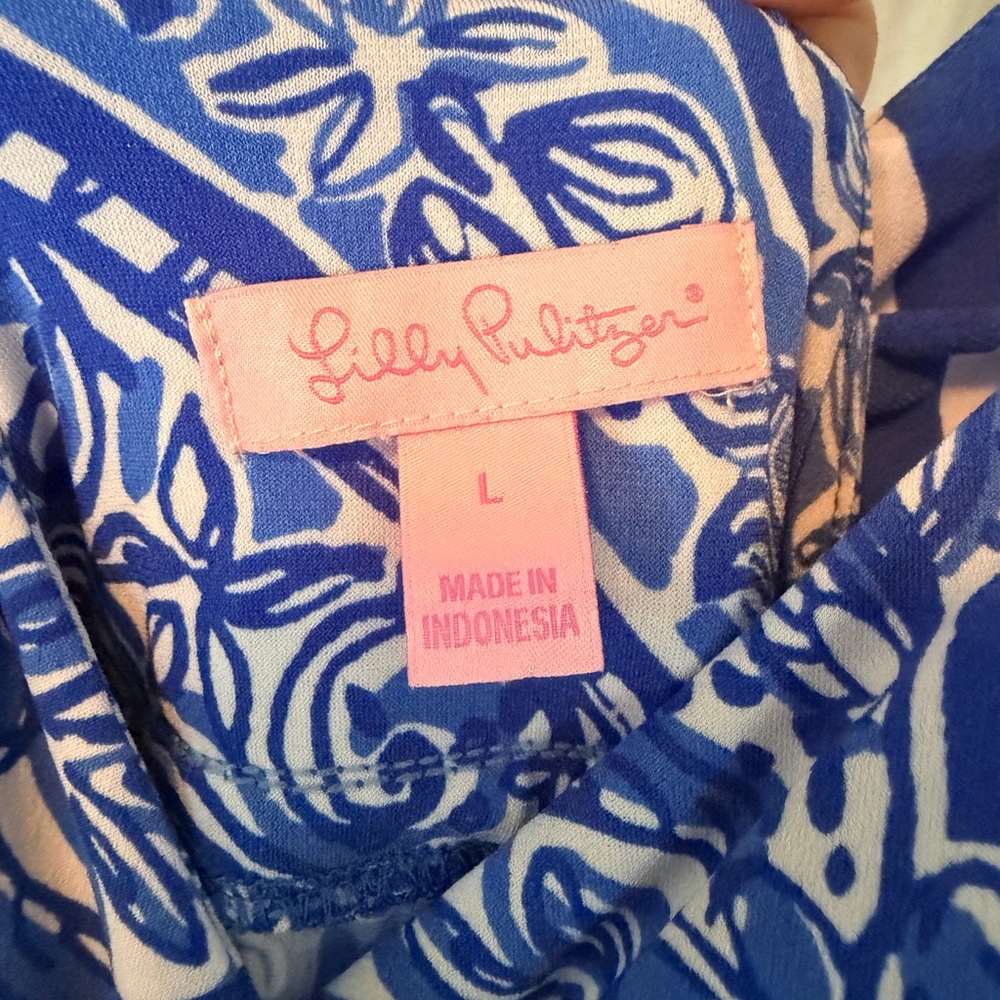 $258 Lilly Pulitzer Miraflora Blue Crush Open Water Engineered Maxi Dress sz L - Picture 6 of 7